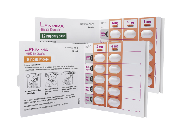 Example of a LENVIMA® (lenvatinib) Blister Card for People With Hepatocellular Carcinoma (HCC) When It Cannot Be Removed By Surgery